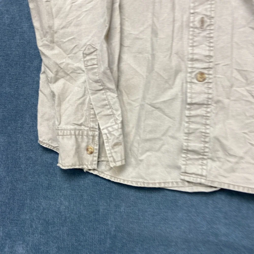 Banana Republic Utility Shirt Mens Large Beige Relaxed Fit Flap Pocket Button Up